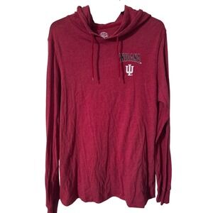Rivalry Threads Indiana Hoosiers Long Sleeve Hooded T Shirt Red Mens Size M